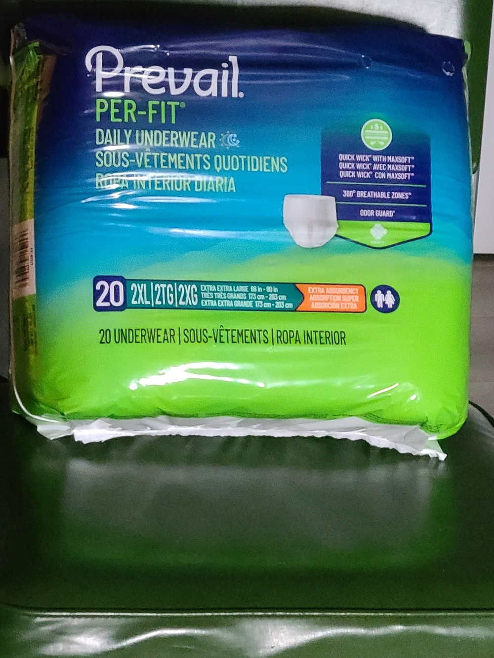 Prevail Per-Fit Daily Underwear for Women — Green (2XL), Pack of 20